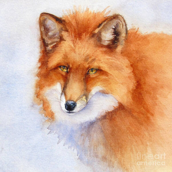 Fox Art Print featuring the painting Shy Fox by Bonnie Rinier