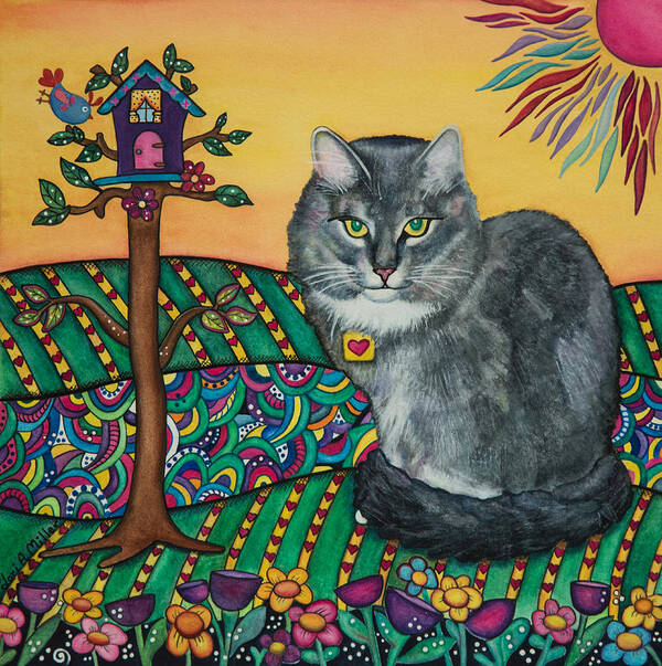 Cat Art Print featuring the painting Sierra the Beloved Cat by Lori A Miller