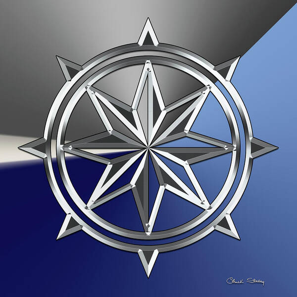 Silver Star Art Print featuring the digital art Silver Star 4 by Chuck Staley