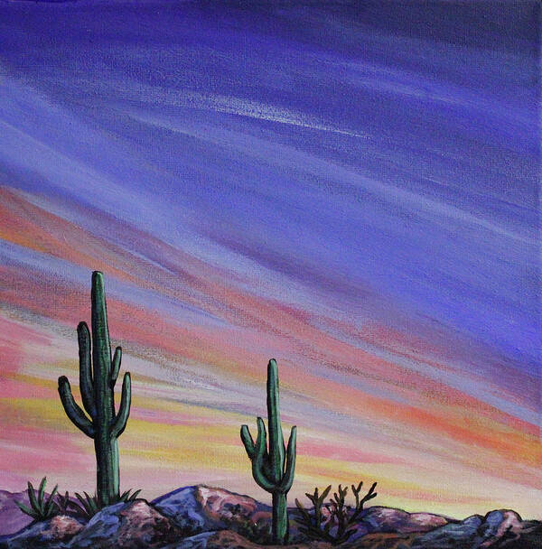 Desert Art Print featuring the painting Simple Desert Sunset Three by Lance Headlee