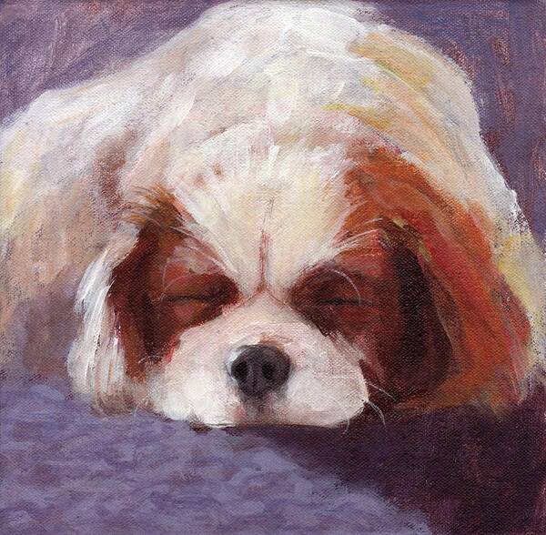 Sleeping Dog Art Print featuring the painting Sleeping Dog by Kazumi Whitemoon