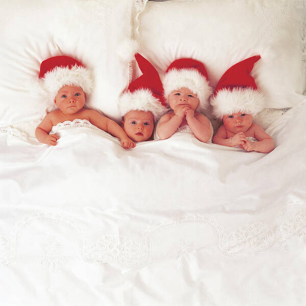 Holiday Art Print featuring the photograph Sleepy Santas by Anne Geddes