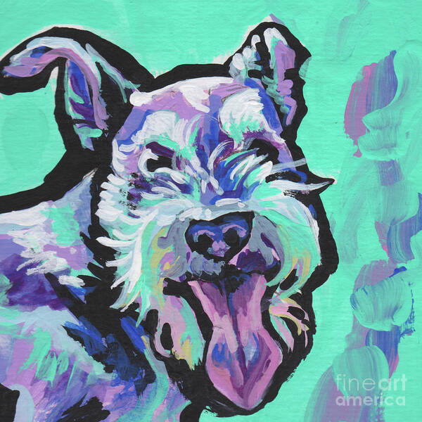 Schnauzer Dog Art Print featuring the painting Smiley Schnauz by Lea