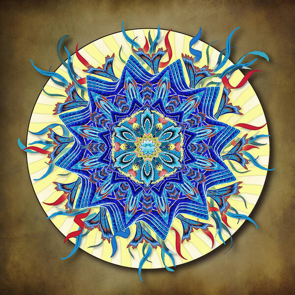 Mandala Art Print featuring the digital art Smiling Blue Moon Mandala by Deborah Smith