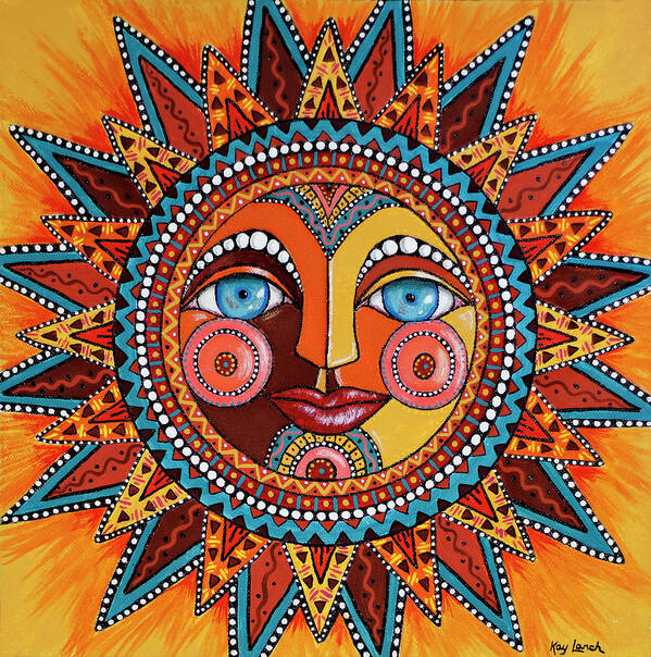 Sun Art Print featuring the painting Smiling Sun by Kay Larch