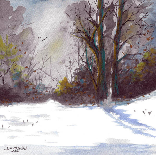 Snow Art Print featuring the painting Snow Day by David G Paul