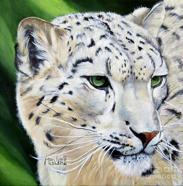 Afghanistan Art Print featuring the painting Snow Leopard Portrait by Marilyn McNish