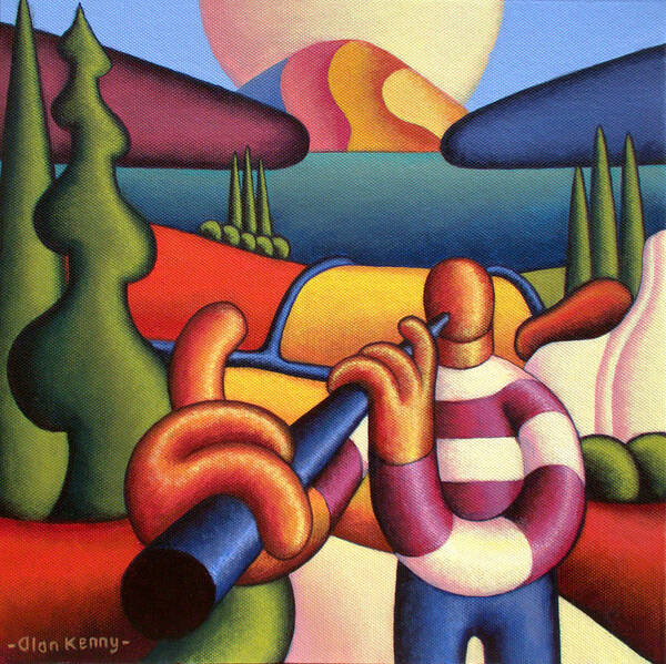 Soft Art Print featuring the painting Soft Musician With Cottage In Landscape by Alan Kenny