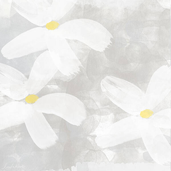 Flowers Art Print featuring the painting Soft White Flowers by Linda Woods