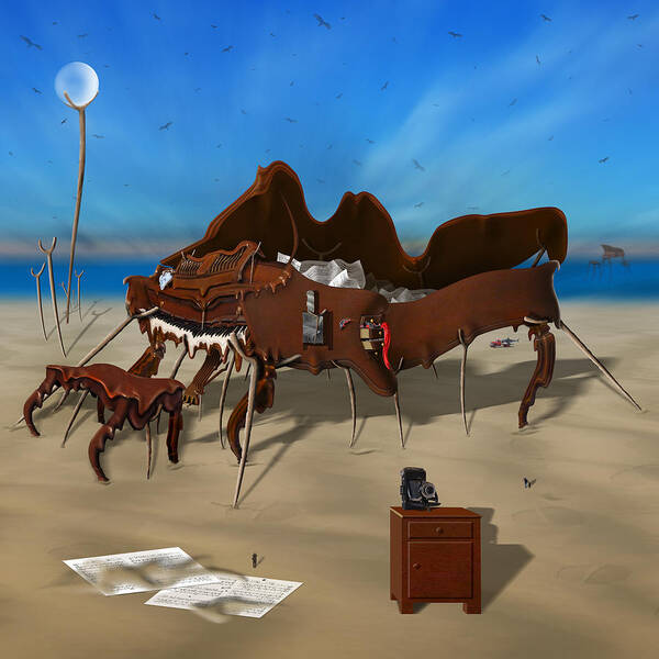 Surrealism Art Print featuring the photograph Softe Grand Piano SE sq by Mike McGlothlen