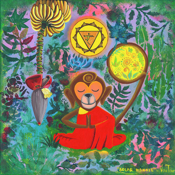 Monkey Art Print featuring the painting Solar Monkie by Vera Tour