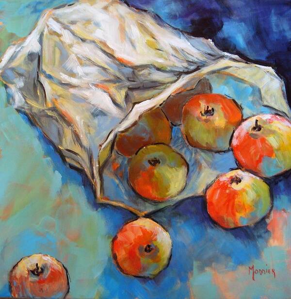 Apples Art Print featuring the painting Some apples by Cathy MONNIER