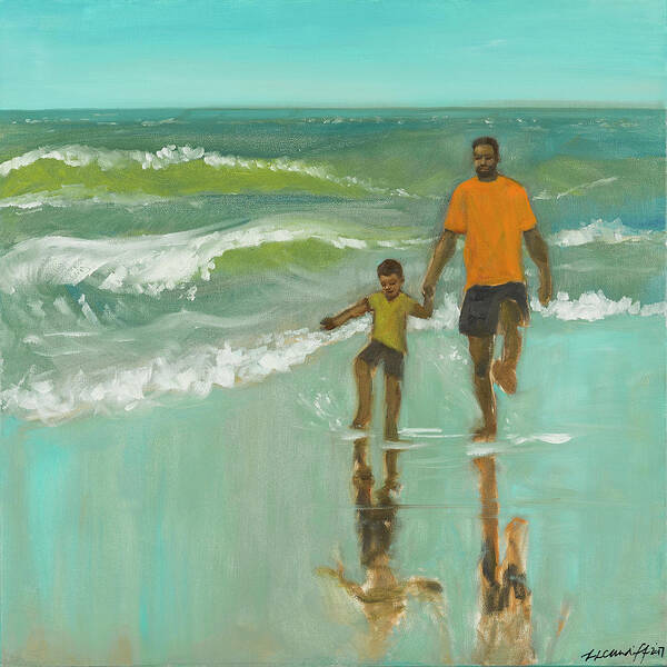 Beach Art Print featuring the painting Splash by Laura Lee Cundiff