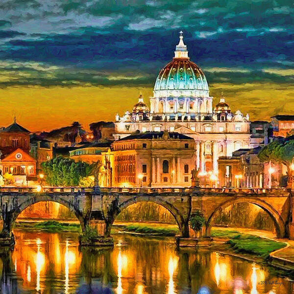 Catholic Art Print featuring the painting St. Peter's Basilica Nbr 5 by Will Barger