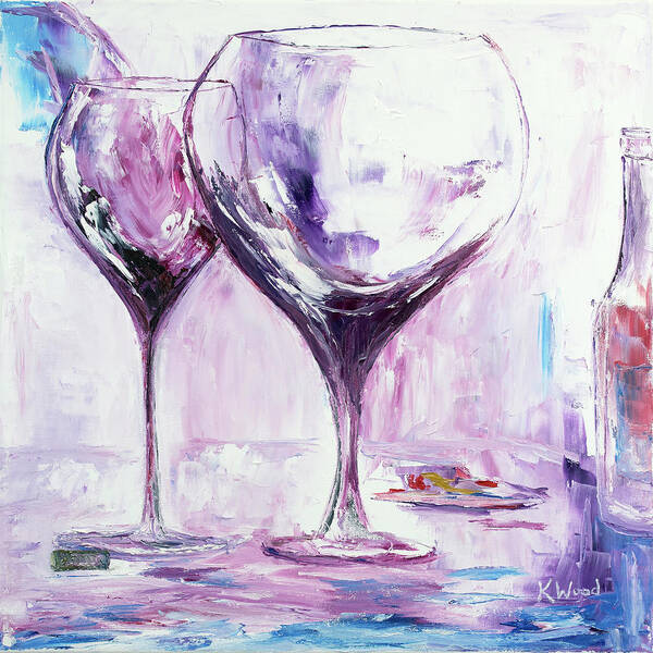 Wine Glasses Art Print featuring the painting Stained Wine Glasses by Ken Wood