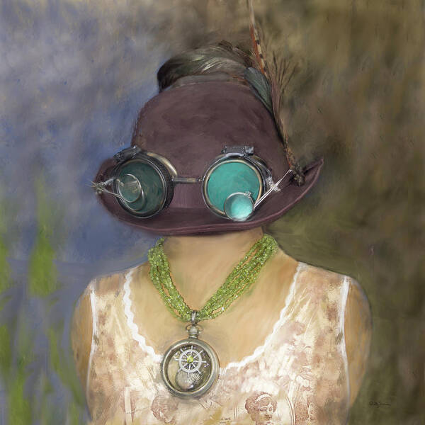 Steampunk Art Print featuring the photograph Steampunk Beauty with Hat and Goggles - Square by Betty Denise