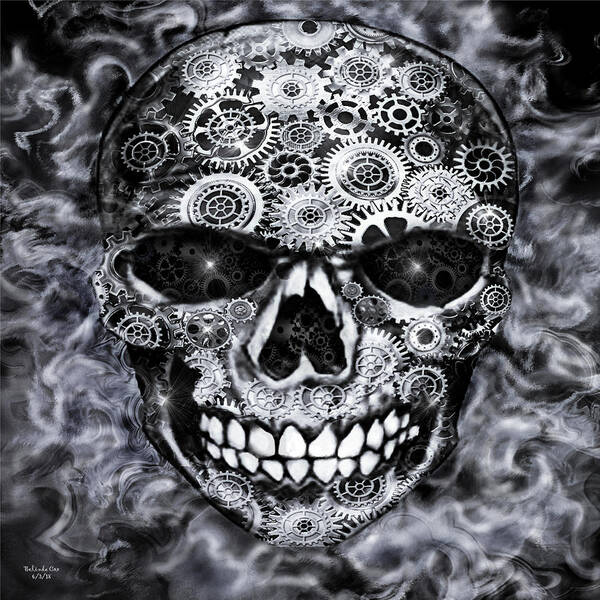 Digital Art Art Print featuring the digital art Steampunk Skull by Artful Oasis