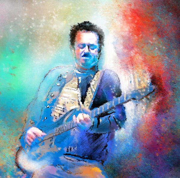 Music Art Print featuring the painting Steve Lukather 01 by Miki De Goodaboom