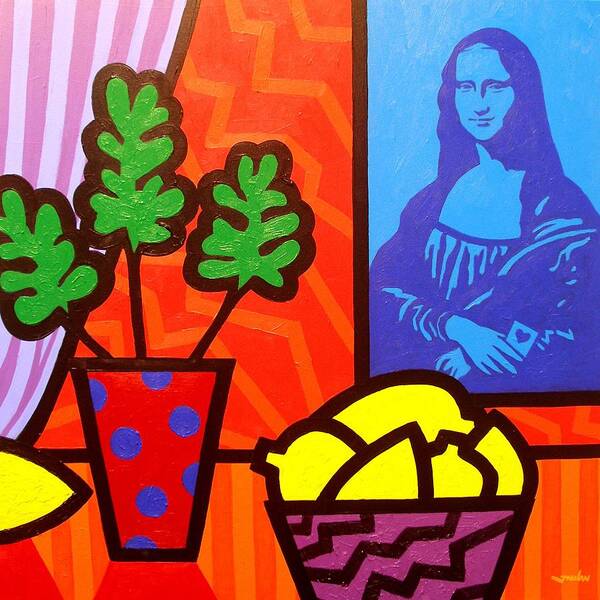 Mona Lisa Art Print featuring the painting Still Life with Matisse and Mona Lisa by John Nolan