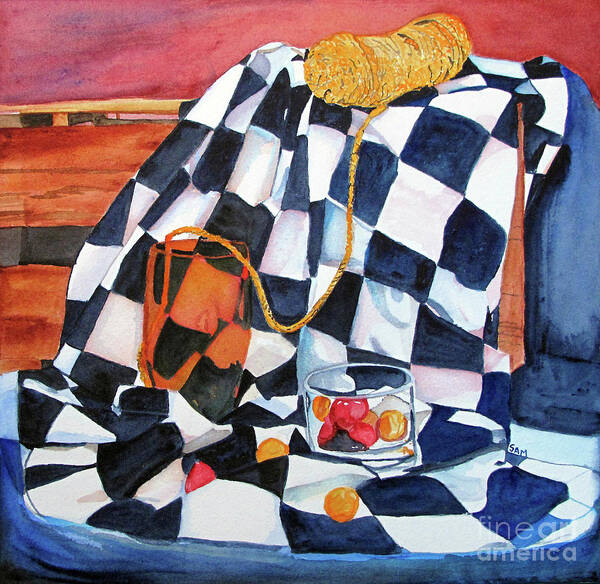 Still Life Art Print featuring the painting Still Life With Squares by Sandy McIntire