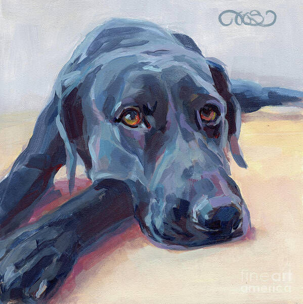 Black Lab Art Print featuring the painting Stretched by Kimberly Santini