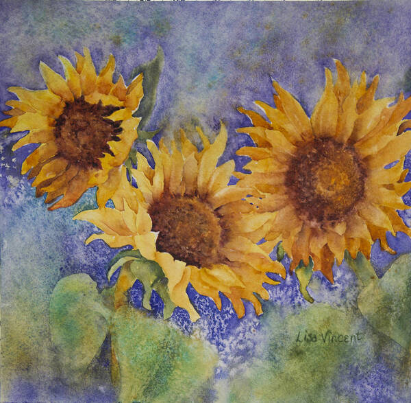 Giclee Art Print featuring the painting Summer Sunflowers by Lisa Vincent