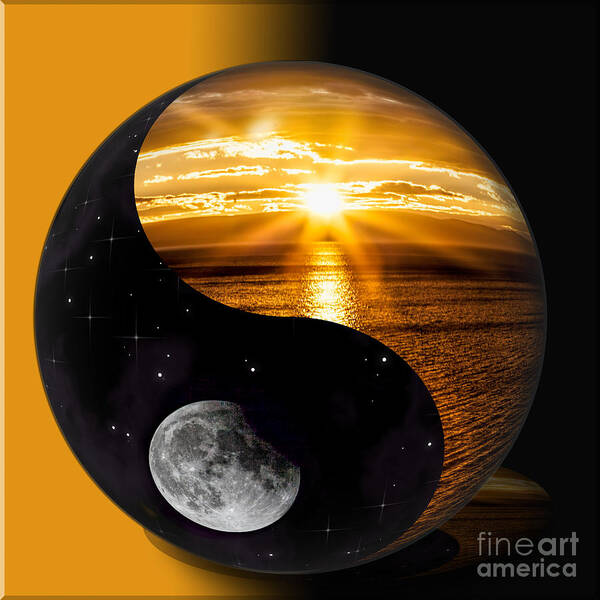 Sun Art Print featuring the photograph Sun and Moon - Yin and Yang by Shirley Mangini