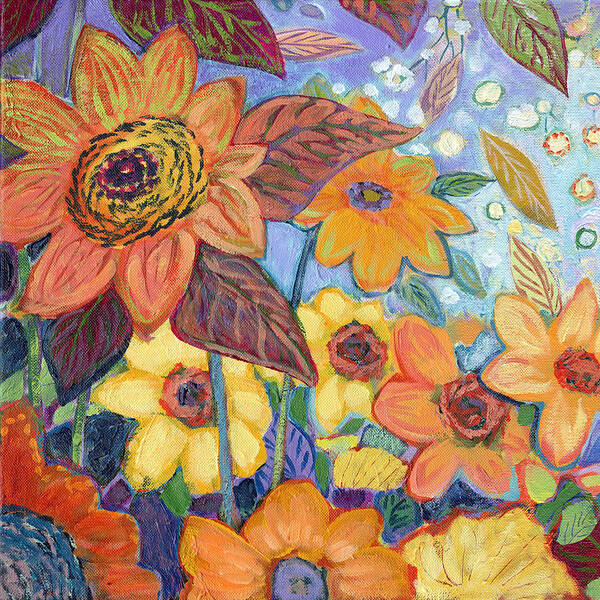 Sunflower Art Print featuring the painting Sunflower Tropics Part 1 by Jennifer Lommers
