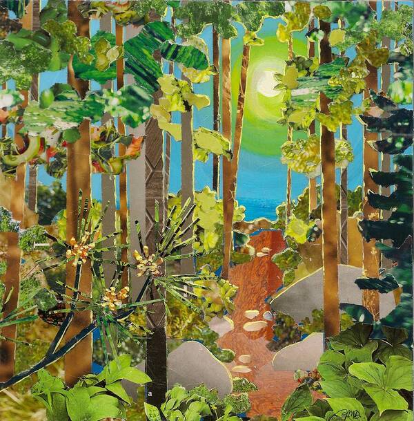 Nature Art Print featuring the mixed media Sunlit Path by Robin Birrell
