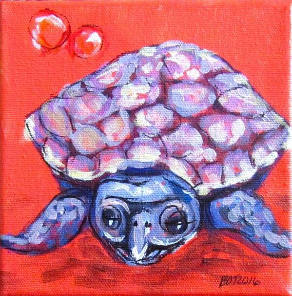 Turtle Art Print featuring the painting Talula Turtle by Barbara O'Toole