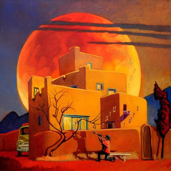 Rare Art Print featuring the painting Taos Wolf Moon by Art West