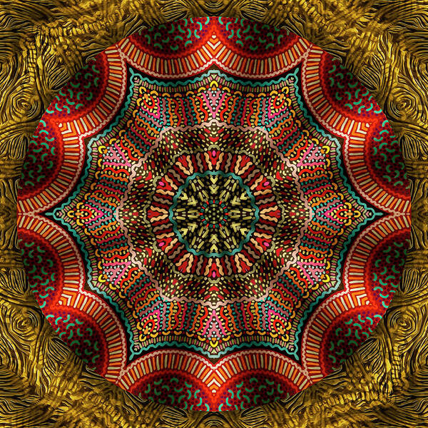 Recycled Music Mandalas Art Print featuring the digital art Tapestry Of The Golden Gate Ferry by Becky Titus