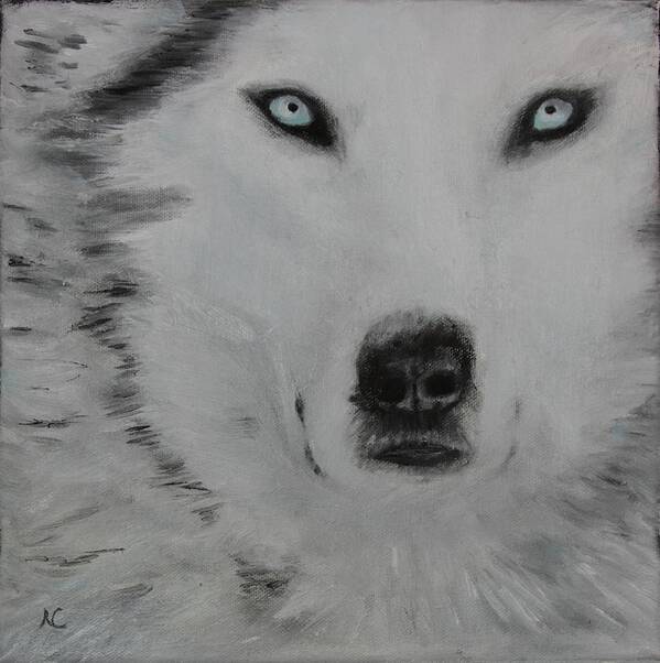 Wolfs Art Print featuring the painting The Stare by Neslihan Ergul Colley