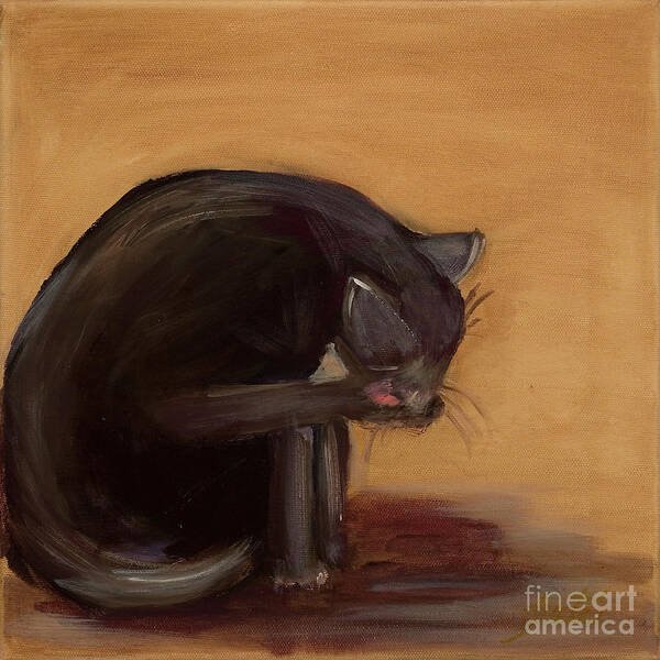  Art Print featuring the painting The black cat by Pati Pelz