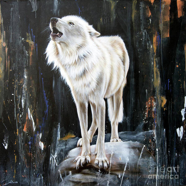 Wolf Art Print featuring the painting The Call by Sandi Baker