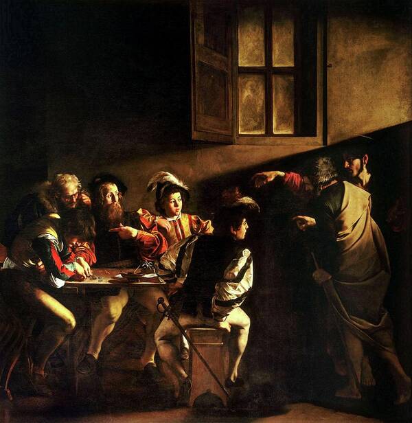 Calling Art Print featuring the painting The Calling of St. Matthew by Michelangelo Caravaggio