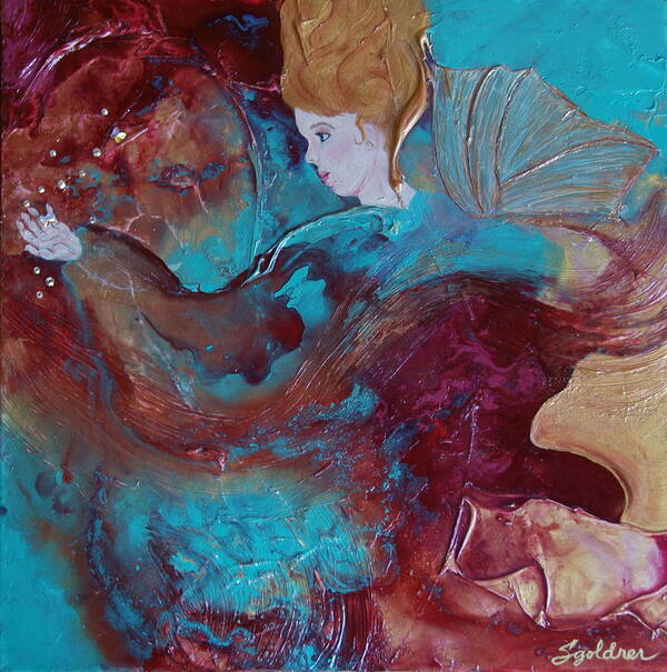 Turquoise Painting Art Print featuring the mixed media The Crystal Catcher by Sandra Presley