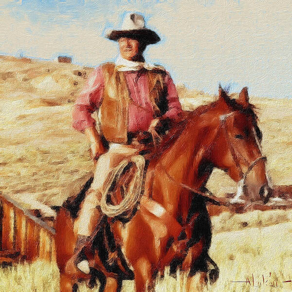 John Wayne Art Print featuring the digital art The Duke by Alan Lakin