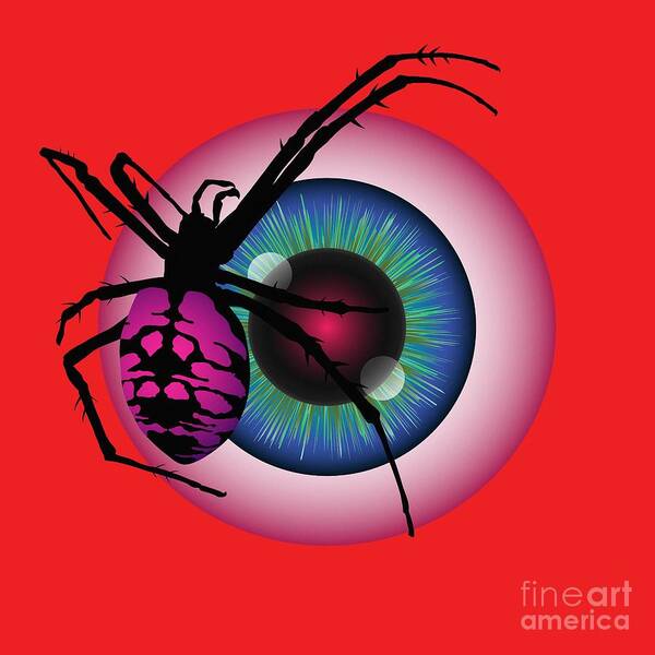 Spider Art Print featuring the digital art The Eye of Fear by MM Anderson