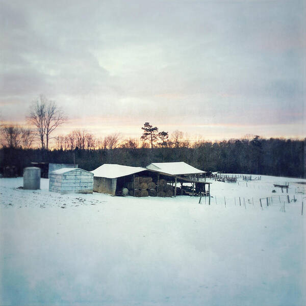 Photography Art Print featuring the photograph The Farm In Snow At Sunset by Melissa D Johnston