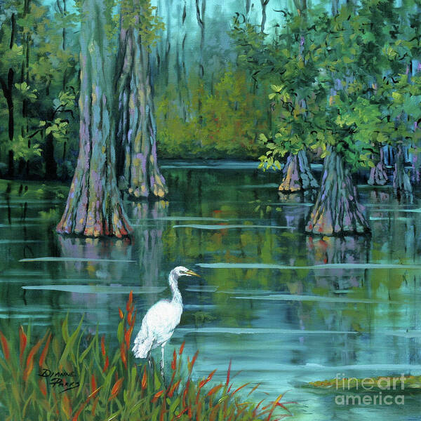 Louisiana Bayou Art Print featuring the painting The Fisherman by Dianne Parks