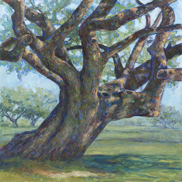 Live Oak Tree Art Print featuring the painting The Mighty Oak by Billie Colson