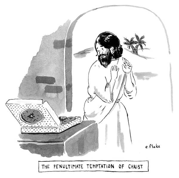 The Penultimate Temptation Of Christ Art Print featuring the drawing The Penultimate Temptation of Christ by Emily Flake