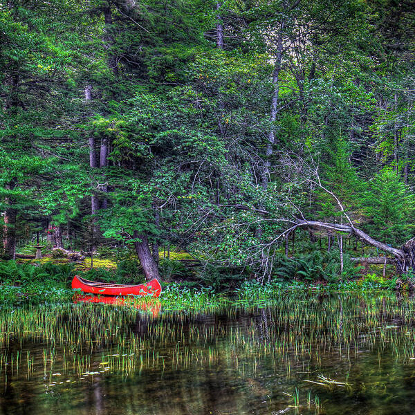 The Red Canoe Art Print featuring the photograph The Red Canoe by David Patterson