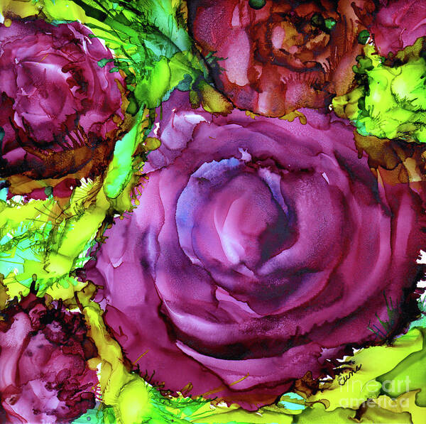 Garden Art Print featuring the painting The Rose Garden by Eunice Warfel