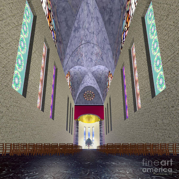 Architecture Art Print featuring the digital art The Sacred Tree by Walter Neal