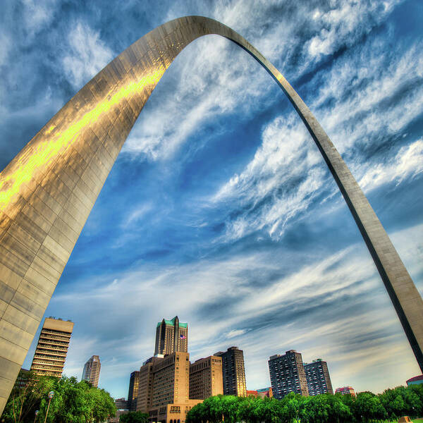 America Art Print featuring the photograph The Saint Louis Arch and City Skyline 1x1 by Gregory Ballos