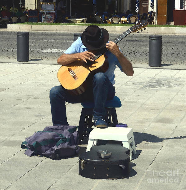 Music Art Print featuring the photograph The Spanish Guitarist, Barcelona  by Tom Wurl