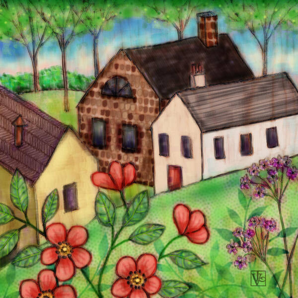 Houses Art Print featuring the digital art The Tiny Villiage by Valerie Drake Lesiak