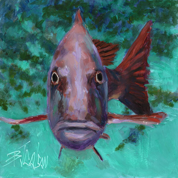 Fish Art Print featuring the painting There's Something Fishy Going on Here by Billie Colson